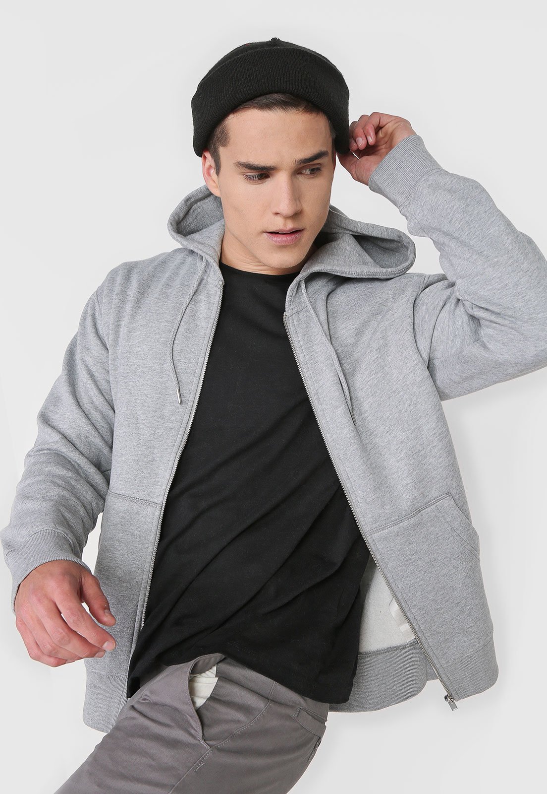 jack jones grey moletom com capuz